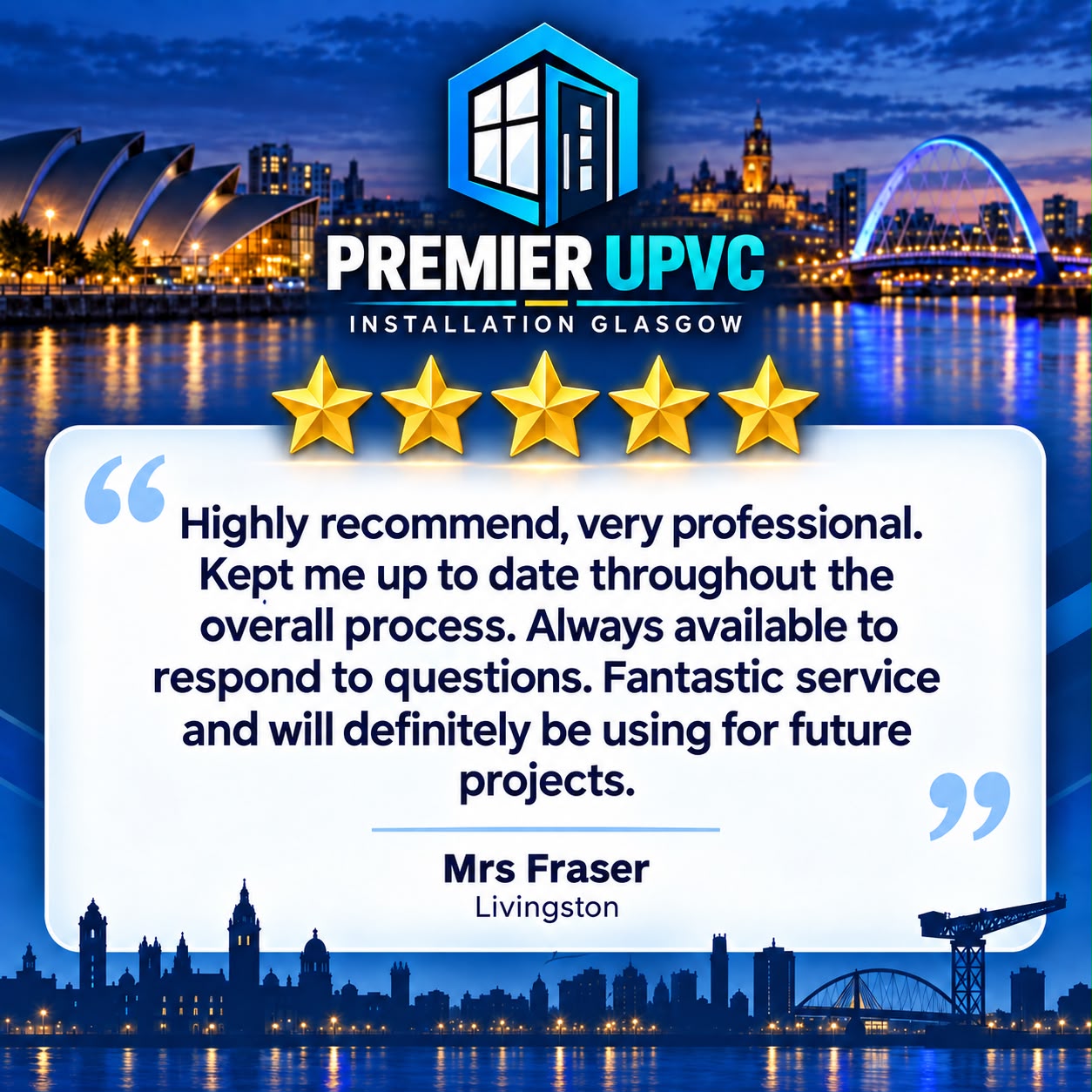 Customer feedback from Mrs Fraser in Livingston
